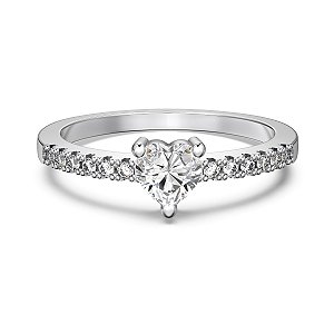 Anel coração moissanite 0.5ct Prata Legítima 925 Eternal
