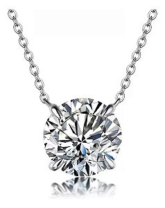 Colar moissanite ponto de luz 6.5mm 1.0ct prata 925 cor: Silver