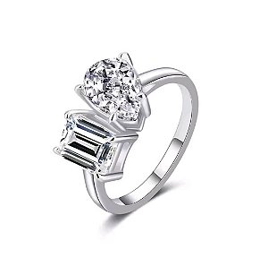 Anel moissanite emerald pear 2ct Prata 925 legitima Eternal