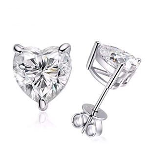 Brinco coração Moissanite 3.0ct Prata 925 Eternal