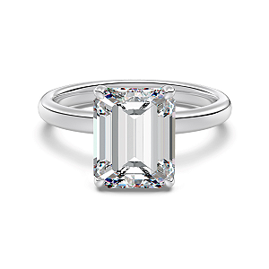 Anel Solitario Emerald cut Prata Legítima 925 Eternal Joias