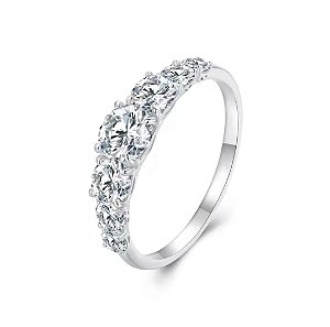 Anel Meia Aliança Princesa Moissanite .5ct Prata 925 Eternal