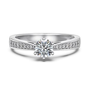 Anel Solitario noivado moissanite 0.5ct Prata Legítima 925