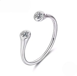 Anel ajustável pedra moissanite 3mm 0.1ct prata 925