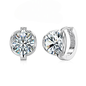 Brinco argola 8mm Moissanite 2.0ct Prata 925 Eternal