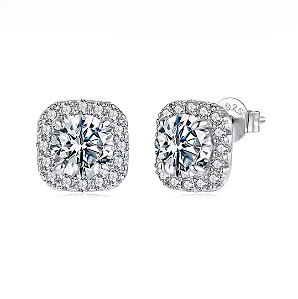 Brinco classico quadrado Moissanite 1.0ct Prata 925 Eternal