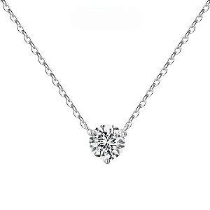 Colar ponto de luz  zirconia 6.5mm em prata legítima 925