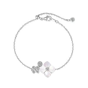 Pulseira Flor Madrepérola Em Prata Legítima 925
