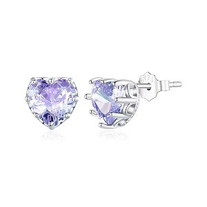 Brinco coração Lilas Em Legítima 925 Eternal Joias