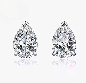 Brinco Moissanite Pear 8x5mm 1.0ct prata 925 Eternal joias