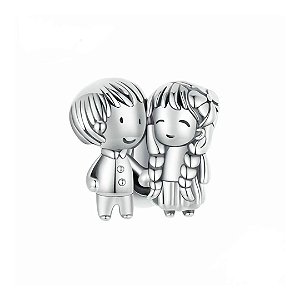 Berloque stopper separador silicone casal prata 925 Eternal