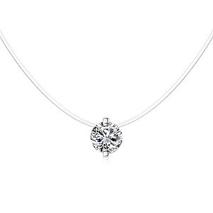 Colar Ponto de Luz Nylon Moissanite 6,5mm  Prata 925 Eternal