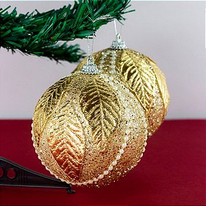 Conjunto Bola de Natal Quinn Dourada 10cm com 2