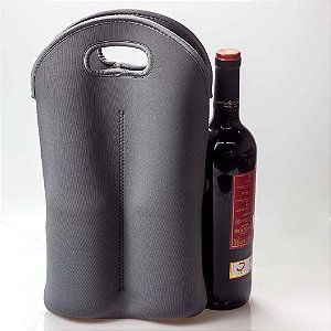 Bolsa Para Vinho 2 Garrafas 25x37cm Cinza
