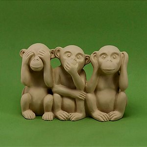 Macaco Trio Bege Cimento 18x8x12cm