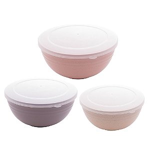 3 Bowls Bambu com Cores Sortidas