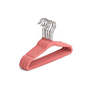 Kit de 10 Cabides Infantis de Veludo Rosa