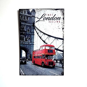 Placa Decorativa MDF 20x30 That London Feeling Ônibus Vermelho