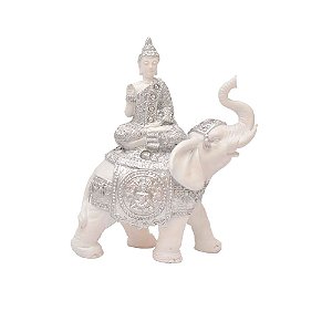 Buda Meditando no Elefante Prata