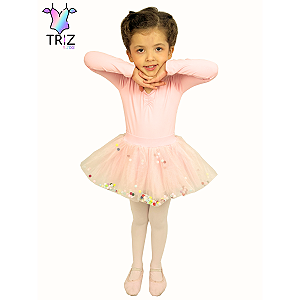Saia de Tule com Pompom Kids