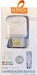 Carregador de Tomada + Cabo Kaidi – Tipo-C | Micro USB | iPhone