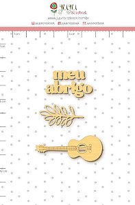 Enfeite Madeirinha Adesivada "Meu Abrigo" - Juju Scrapbook - Coleção Nosso Herói