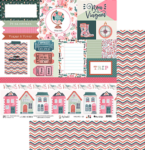 Papel Scrapbook 03 - My Memories Crafts - Coleção My Travel