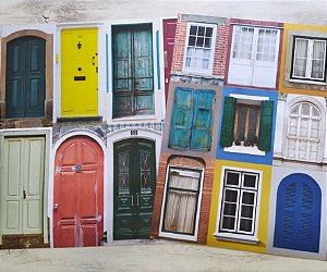 Kit com 2 Papéis Scrapbook - Arte Fácil - Coleção Portas e Janelas