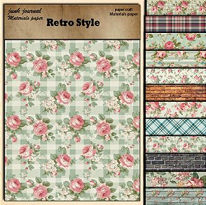 Papéis para Colagem A5 Flores e Estampas - Retro Style