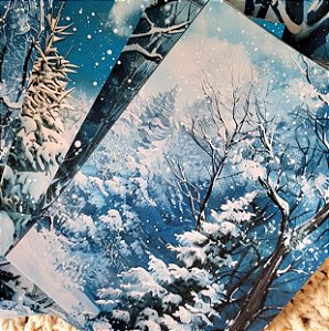 Papéis Estampados A6 Papel Retrô 12pçs - Neve no Inverno