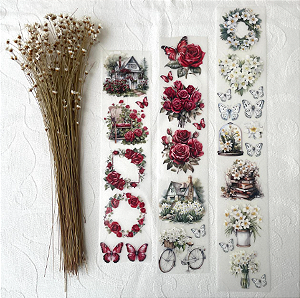 LOOP PET Tape Papel Retrô - Cores e Flores Modelo 2