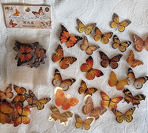 Adesivos PET Borboletas 40 pçs - Amarelo  e Laranja