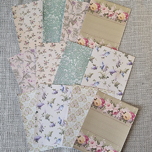 Papéis Estampados A6 Papel Retrô 12pçs - Barrado de Flores