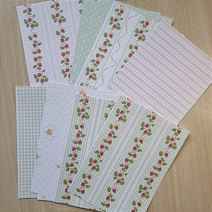 Papéis Estampados A6 Papel Retrô 12pçs - Morangos