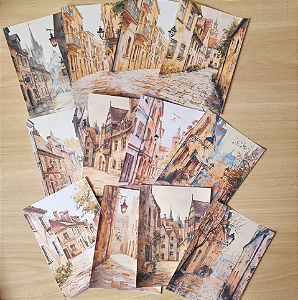 Papéis Estampados A6 Papel Retrô 12pçs - Vilarejo