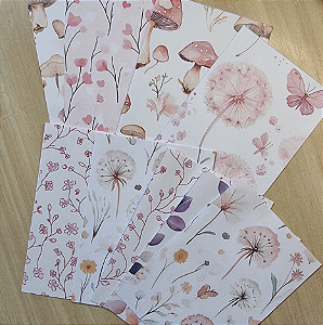 Papéis Estampados A6 Papel Retrô 12pçs - Natureza Pastel