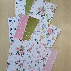 Papéis Estampados A6 Papel Retrô 12pçs - Romântico
