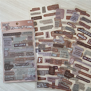 Cartela de Adesivos PET Palavras e Frases