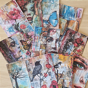 Papéis Estampados A6 Papel Retrô 12pçs - Mulheres