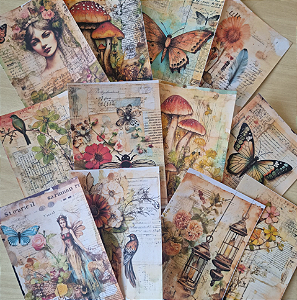 Papéis Estampados A6 Papel Retrô 12pçs - Beleza Natural