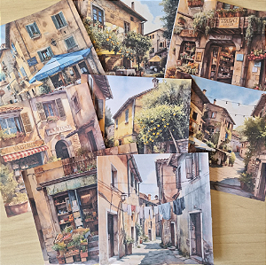 Papéis Estampados 15x15 cm Papel Retrô  8pçs - Vila Europeia
