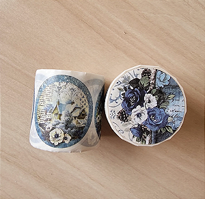 Washi Tape Destacável Floral Azul