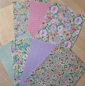 Papéis Estampados A5 Papel Retrô 12pçs - Floral e Estampas