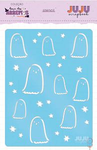 Stencil ''Fantasminhas'' Coleção Hora dos Arrepios Juju Scrapbook