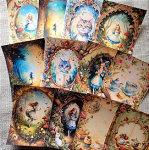 Papéis Estampados A6 Papel Retrô 12pçs - Alice