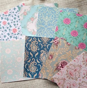 Papéis Estampados 15x15 cm Papel Retrô 8pçs - Padrões Vintage