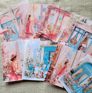 Papéis Estampados 15x15 cm Papel Retrô 8pçs - Paris