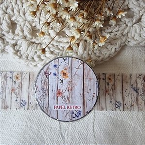 Washi Tape Papel Retrô - Madeira com Flores