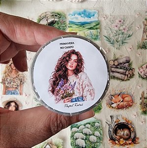 PET Tape Papel Retrô Cristal Destacável lacrada 6 metros - Primavera no Campo