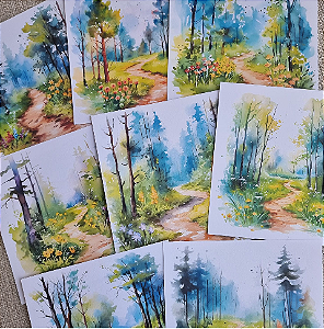 Papéis Estampados 15x15cm Papel Retrô 8pçs - Cenários de Floresta